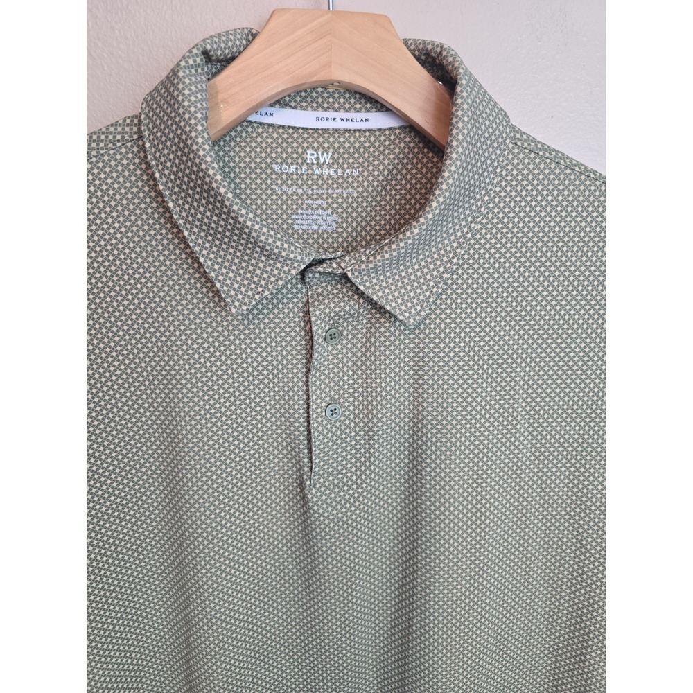 RW Rorie Whelan Mens Golf Shirt Size XXL Green & Beige